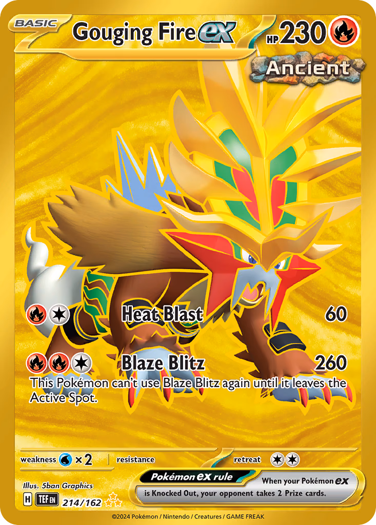 Gouging Fire ex Pokemon card (214/162, Temporal Forces)