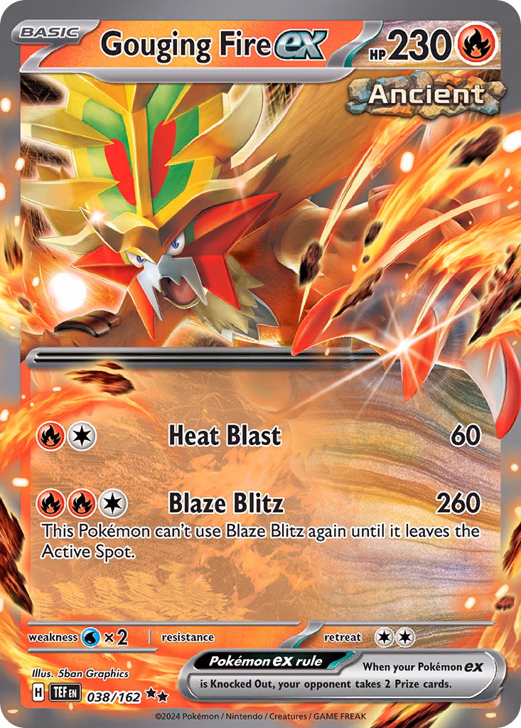 Gouging Fire ex Pokemon card (038/162, Temporal Forces)