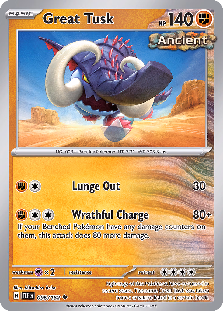 Great Tusk Pokemon card (096/162, Temporal Forces)