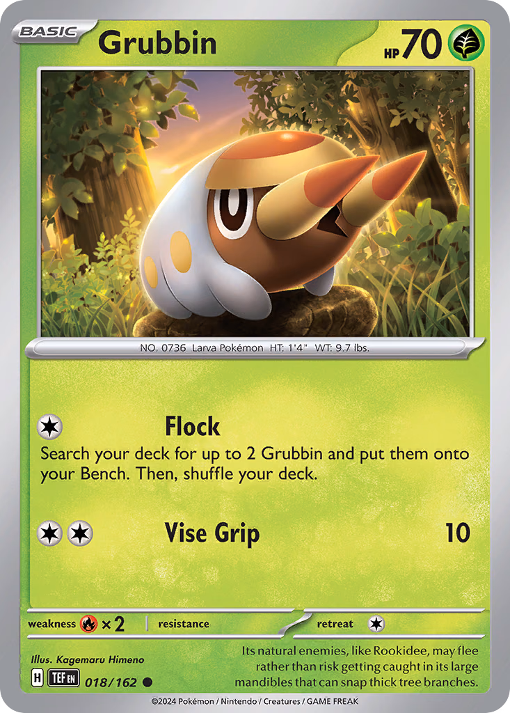 Grubbin Pokemon card (018/162, Temporal Forces)