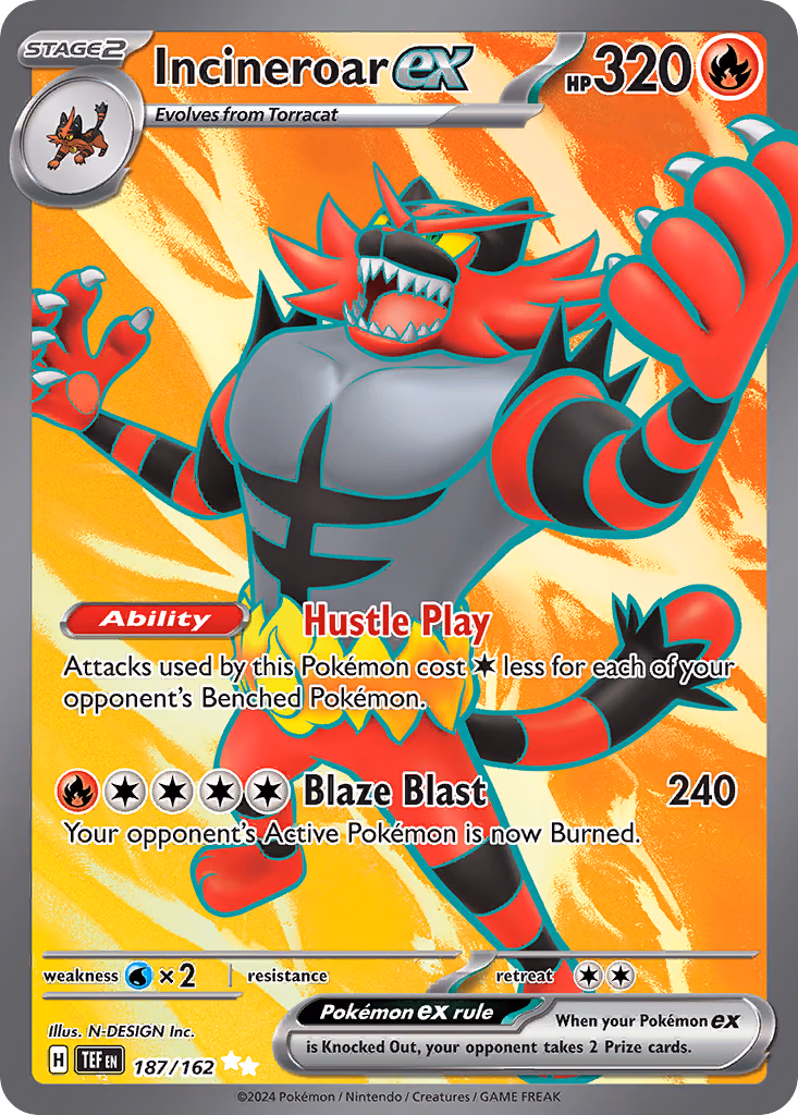 Incineroar ex Pokemon card (187/162, Temporal Forces)