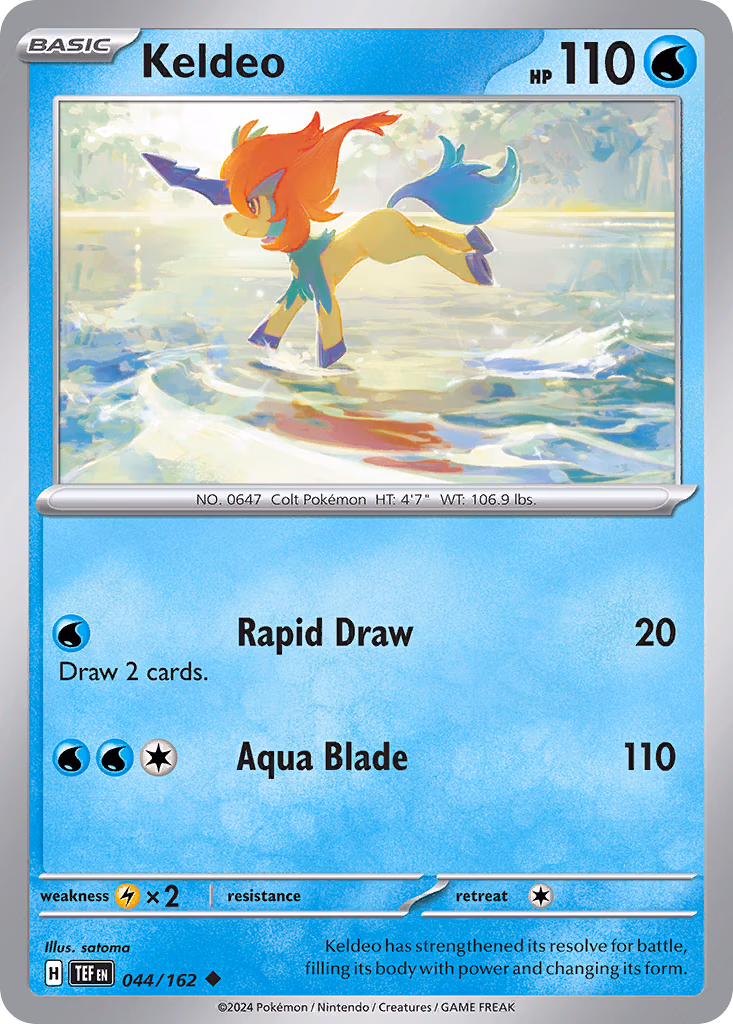 Keldeo Pokemon card (044/162, Temporal Forces)
