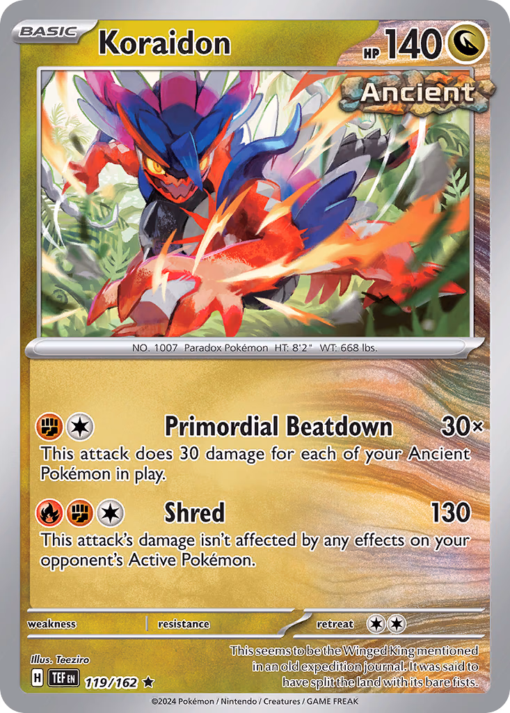 Koraidon Pokemon card (119/162, Temporal Forces)