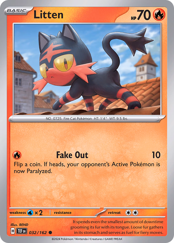 Litten Pokemon card (032/162, Temporal Forces)