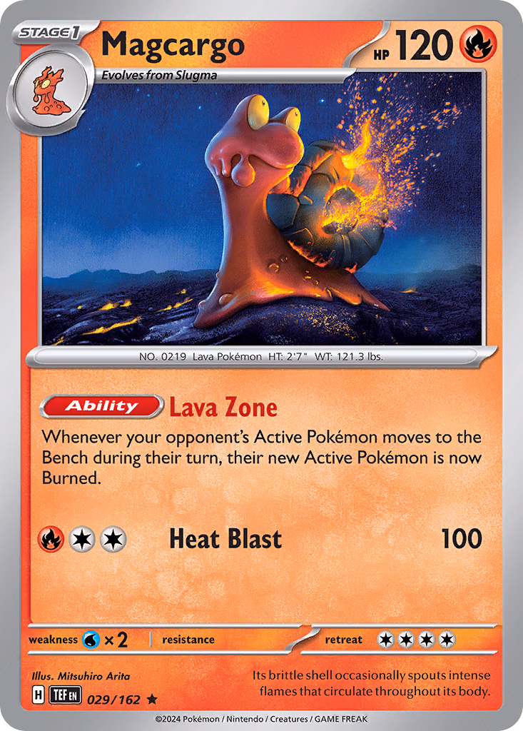Magcargo Pokemon card (029/162, Temporal Forces)