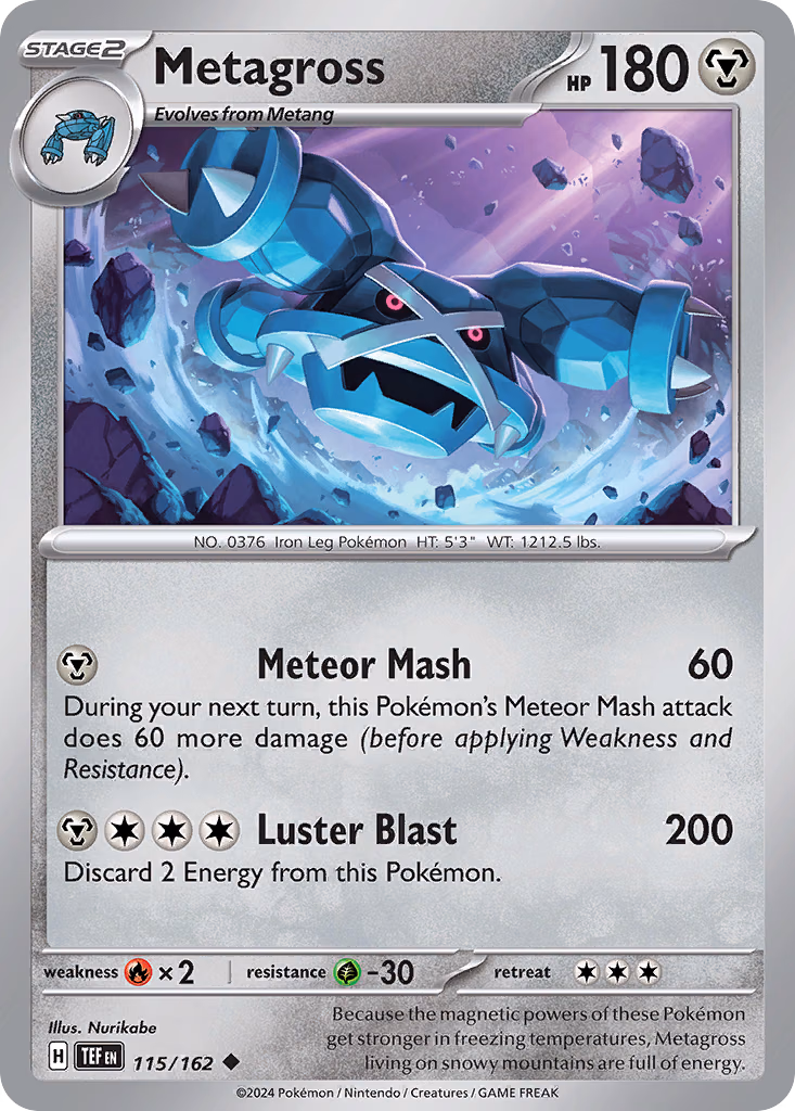 Metagross Pokemon card (115/162, Temporal Forces)