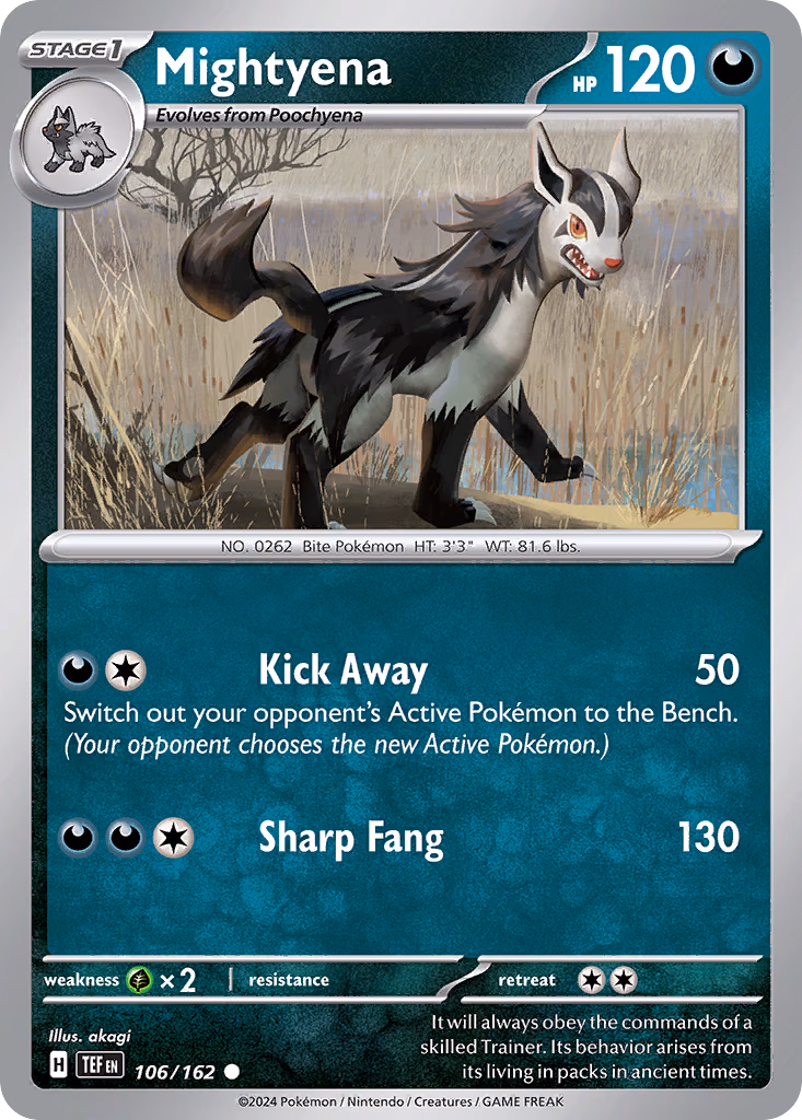 Mightyena Pokemon card (106/162, Temporal Forces)