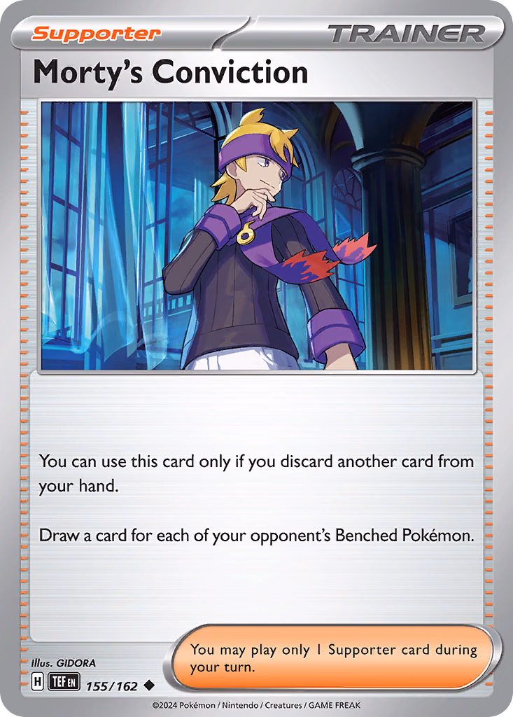 Morty's Conviction Pokemon card (155/162, Temporal Forces)
