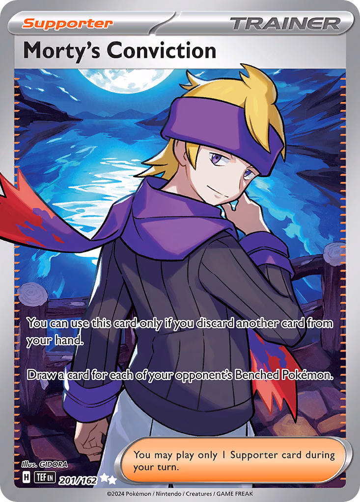 Morty's Conviction Pokemon card (201/162, Temporal Forces)