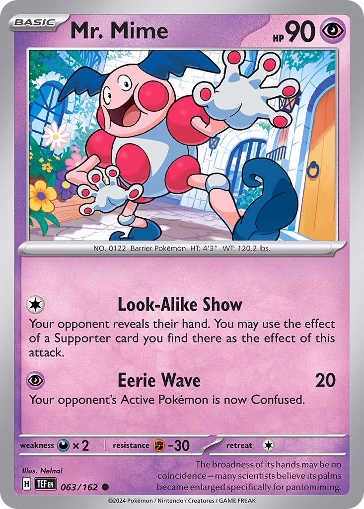 Mr. Mime Pokemon card (063/162, Temporal Forces)
