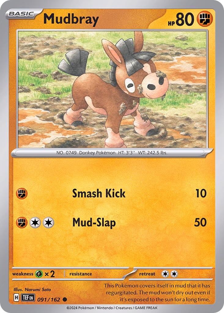 Mudbray Pokemon card (091/162, Temporal Forces)