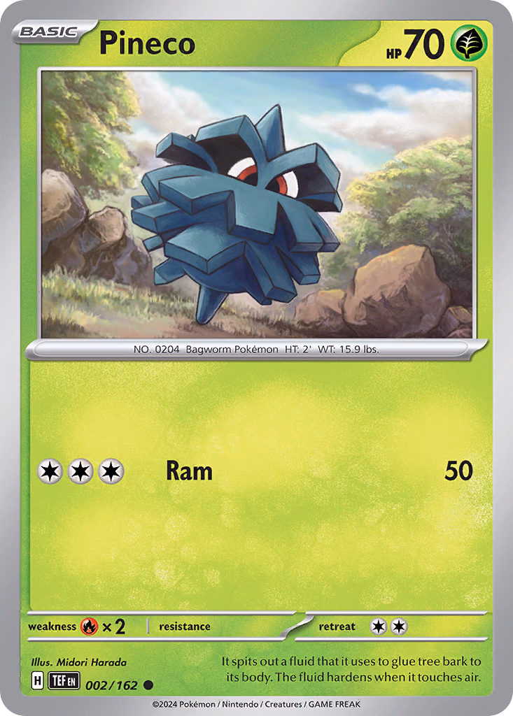 Pineco Pokemon card (002/162, Temporal Forces)