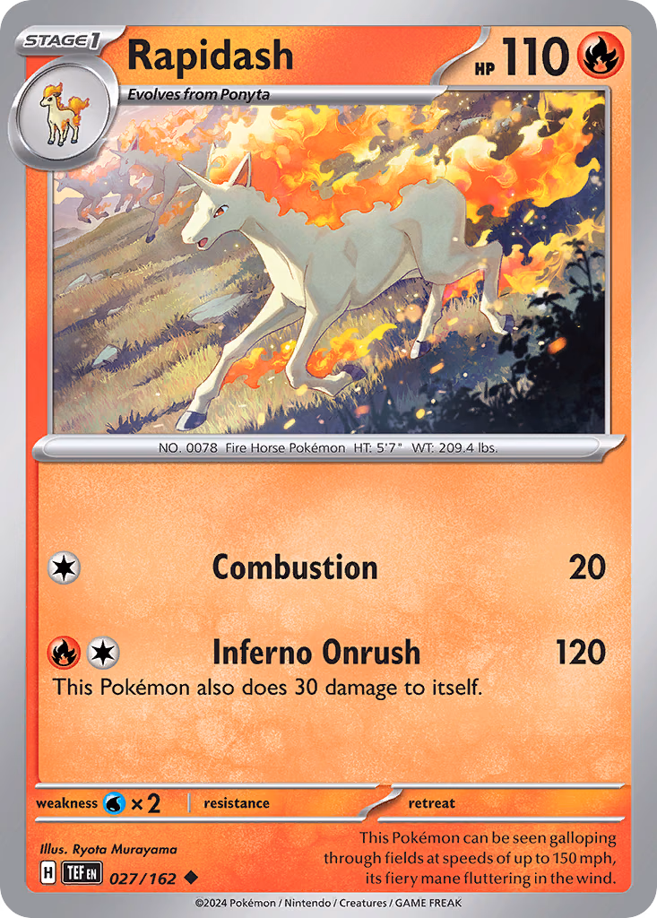 Rapidash Pokemon card (027/162, Temporal Forces)