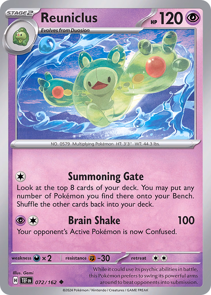 Reuniclus Pokemon card (072/162, Temporal Forces)