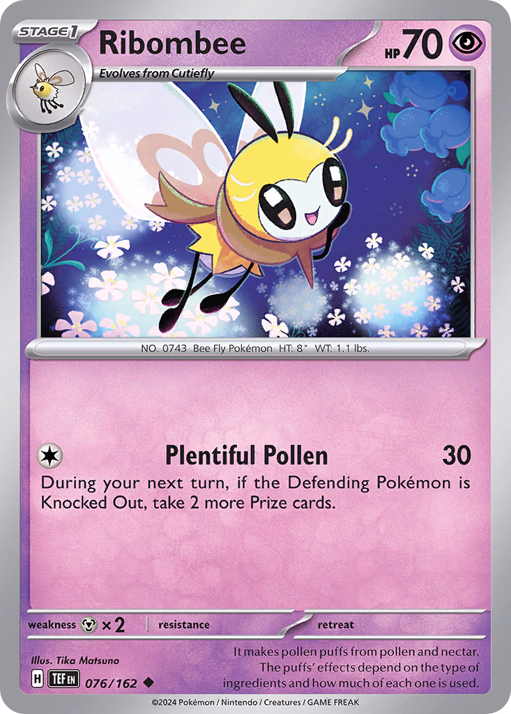 Ribombee Pokemon card (076/162, Temporal Forces)