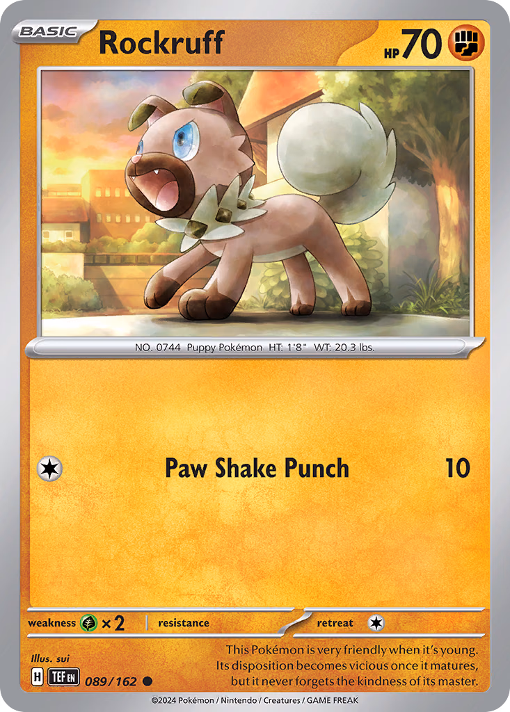 Rockruff Pokemon card (089/162, Temporal Forces)