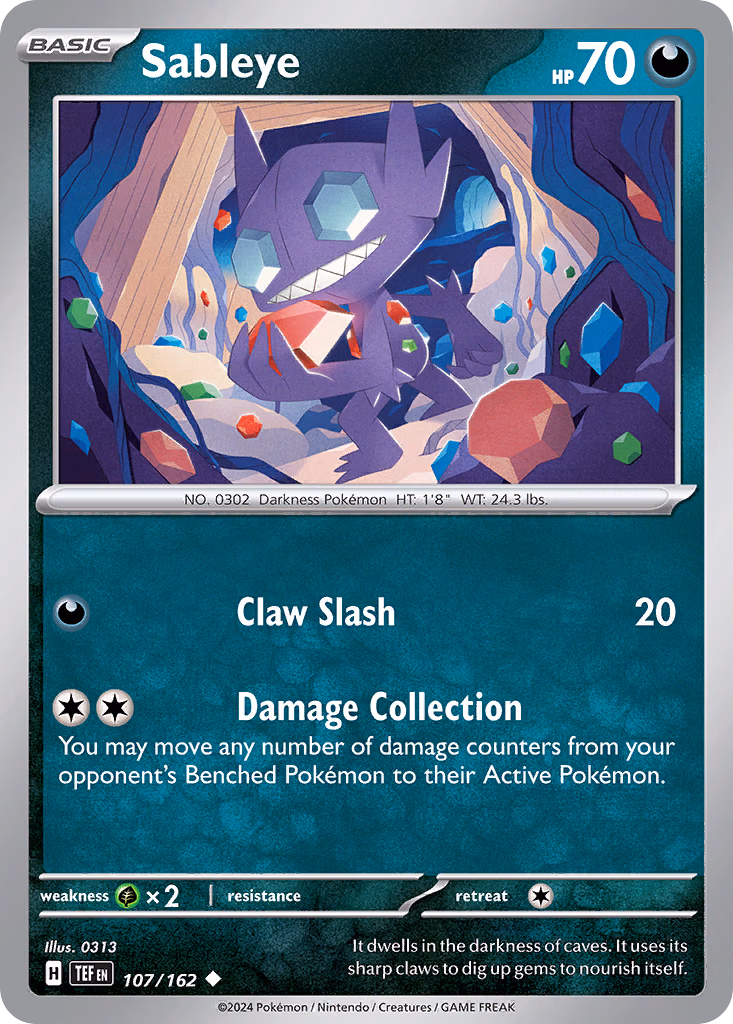 Sableye Pokemon card (107/162, Temporal Forces)