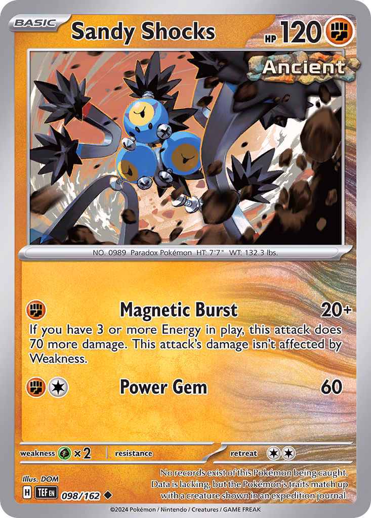 Sandy Shocks Pokemon card (098/162, Temporal Forces)