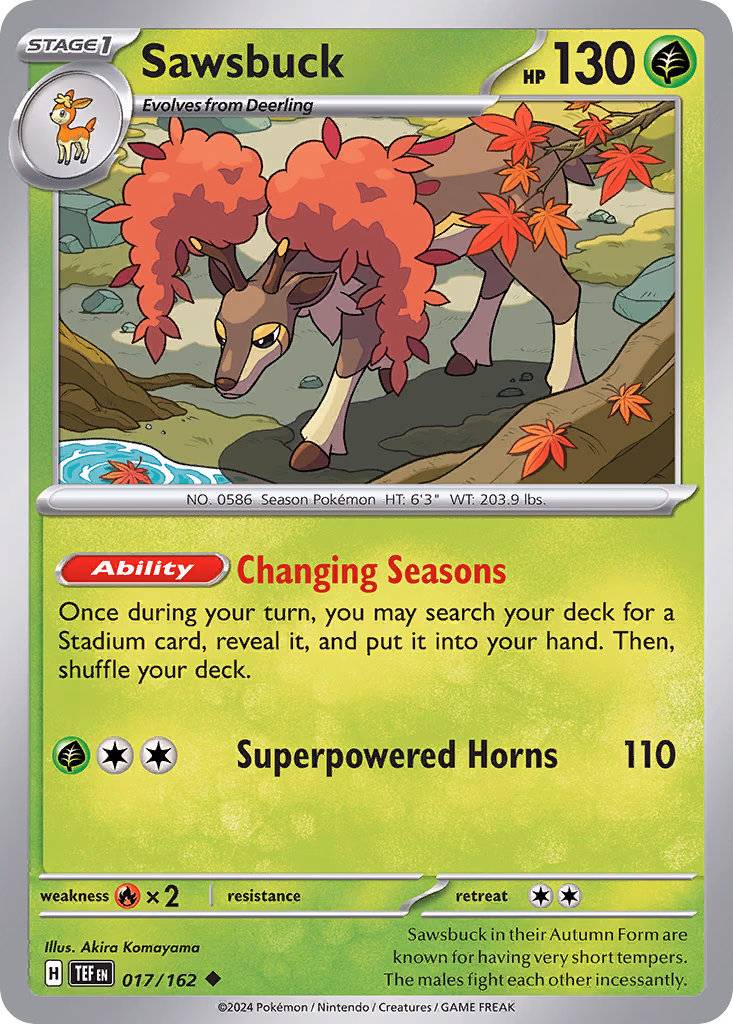Sawsbuck Pokemon card (017/162, Temporal Forces)