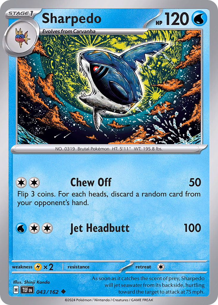 Sharpedo Pokemon card (043/162, Temporal Forces)