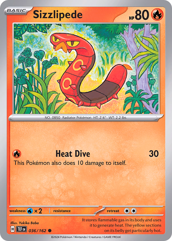 Sizzlipede Pokemon card (036/162, Temporal Forces)