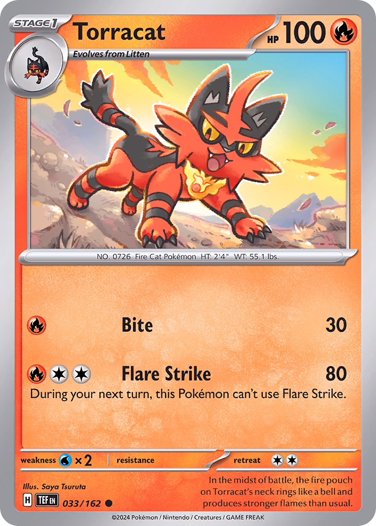 Torracat Pokemon card (033/162, Temporal Forces)