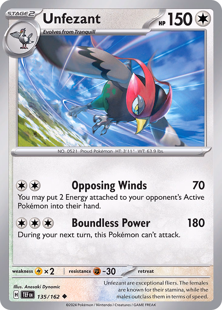 Unfezant Pokemon card (135/162, Temporal Forces)
