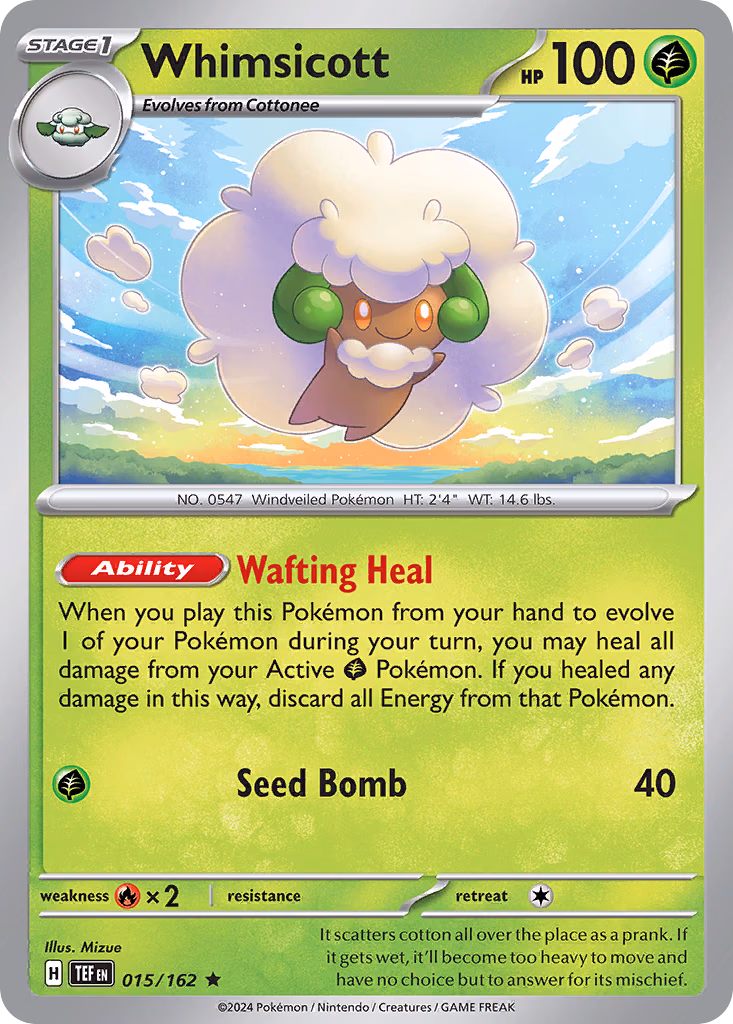 Whimsicott Pokemon card (015/162, Temporal Forces)