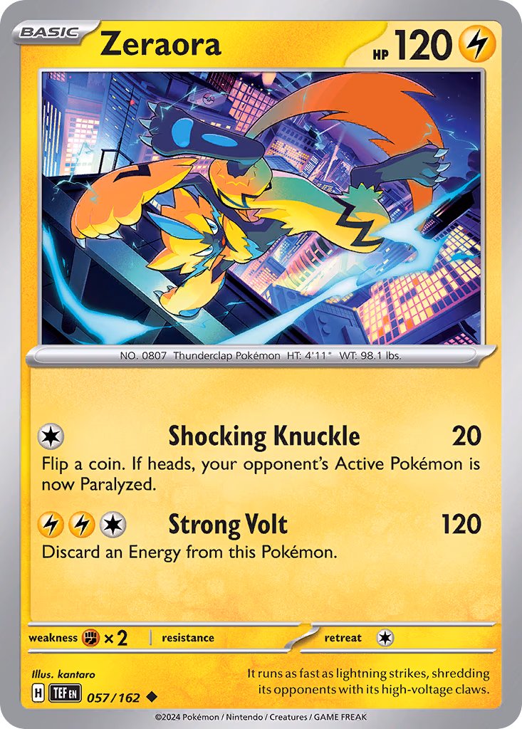 Zeraora Pokemon card (057/162, Temporal Forces)