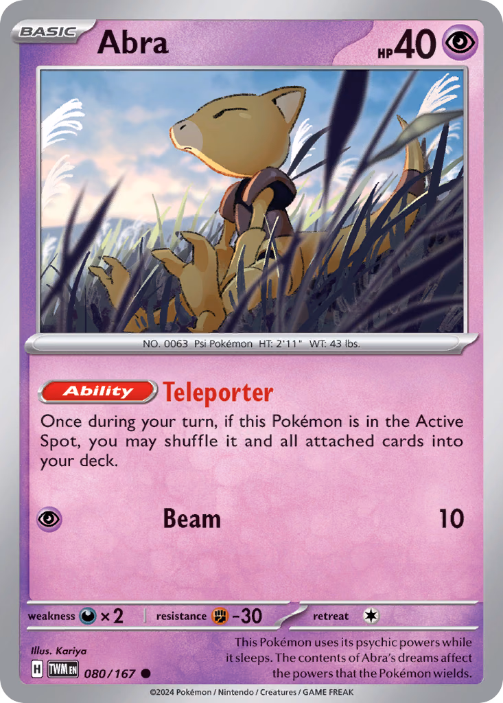 Abra Pokemon card (080/167, Twilight Masquerade)