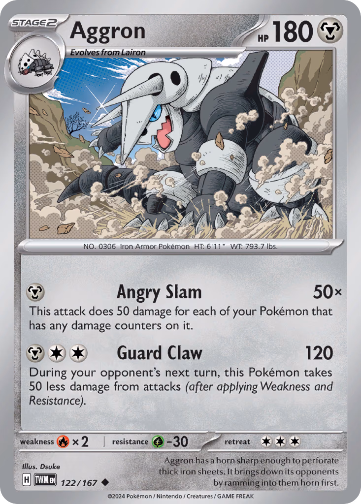 Aggron Pokemon card (122/167, Twilight Masquerade)
