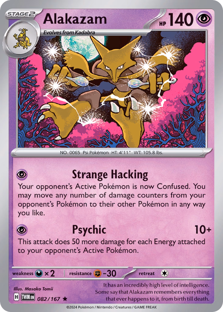 Alakazam Pokemon card (082/167, Twilight Masquerade)