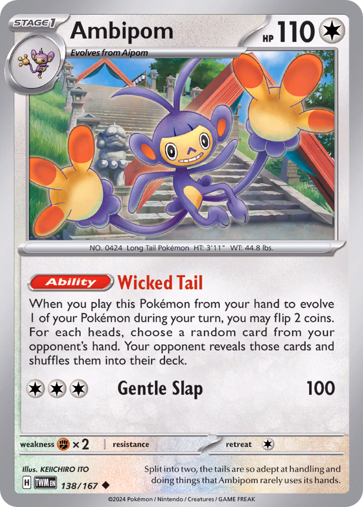 Ambipom Pokemon card (138/167, Twilight Masquerade)