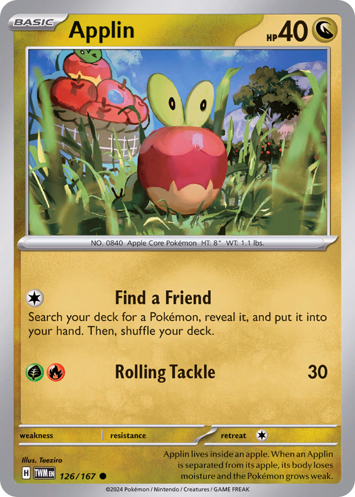 Applin Pokemon card (126/167, Twilight Masquerade)