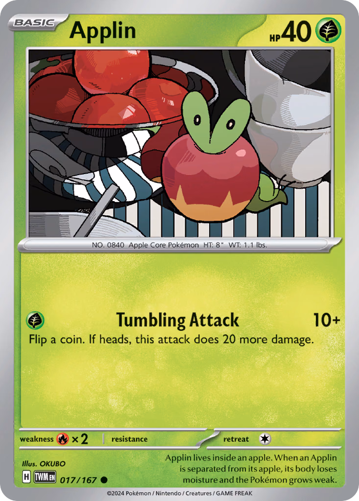 Applin Pokemon card (017/167, Twilight Masquerade)