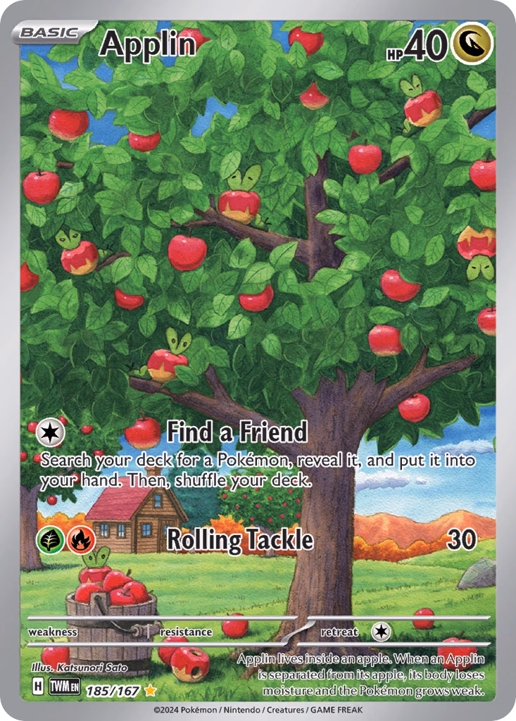 Applin Pokemon card (185/167, Twilight Masquerade)