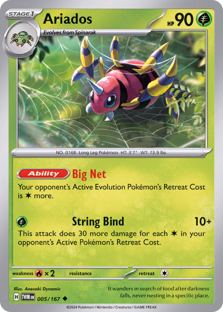 Ariados Pokemon card (005/167, Twilight Masquerade)
