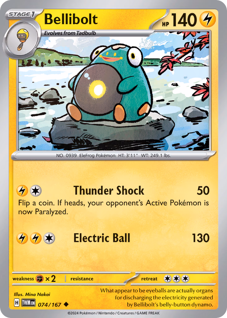 Bellibolt Pokemon card (074/167, Twilight Masquerade)