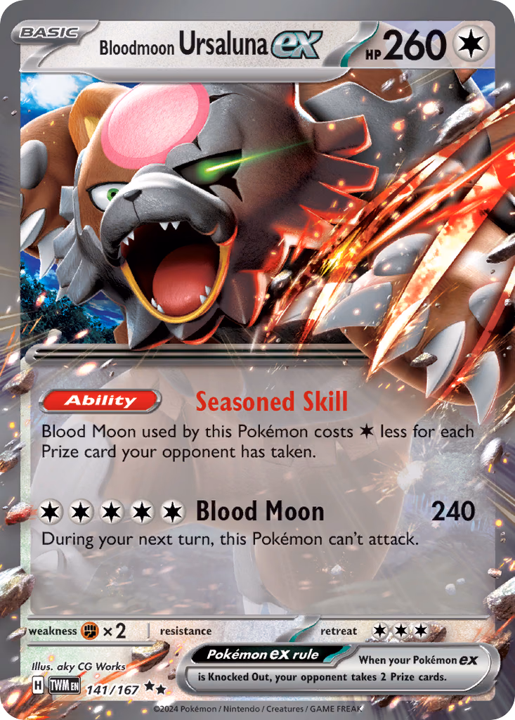 Bloodmoon Ursaluna ex Pokemon card (141/167, Twilight Masquerade)