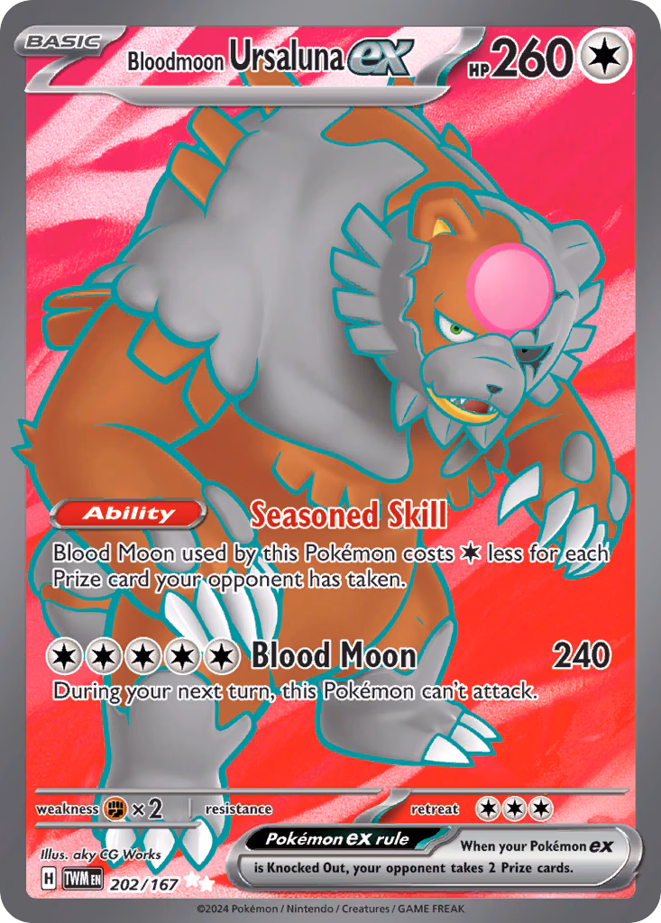 Bloodmoon Ursaluna ex Pokemon card (202/167, Twilight Masquerade)