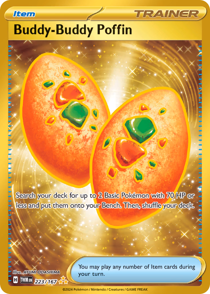 Buddy-Buddy Poffin Pokemon card (223/167, Twilight Masquerade)
