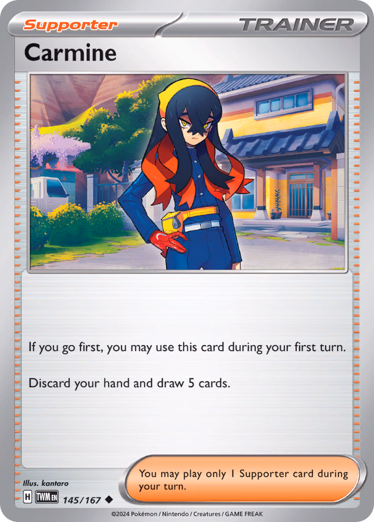 Carmine Pokemon card (145/167, Twilight Masquerade)