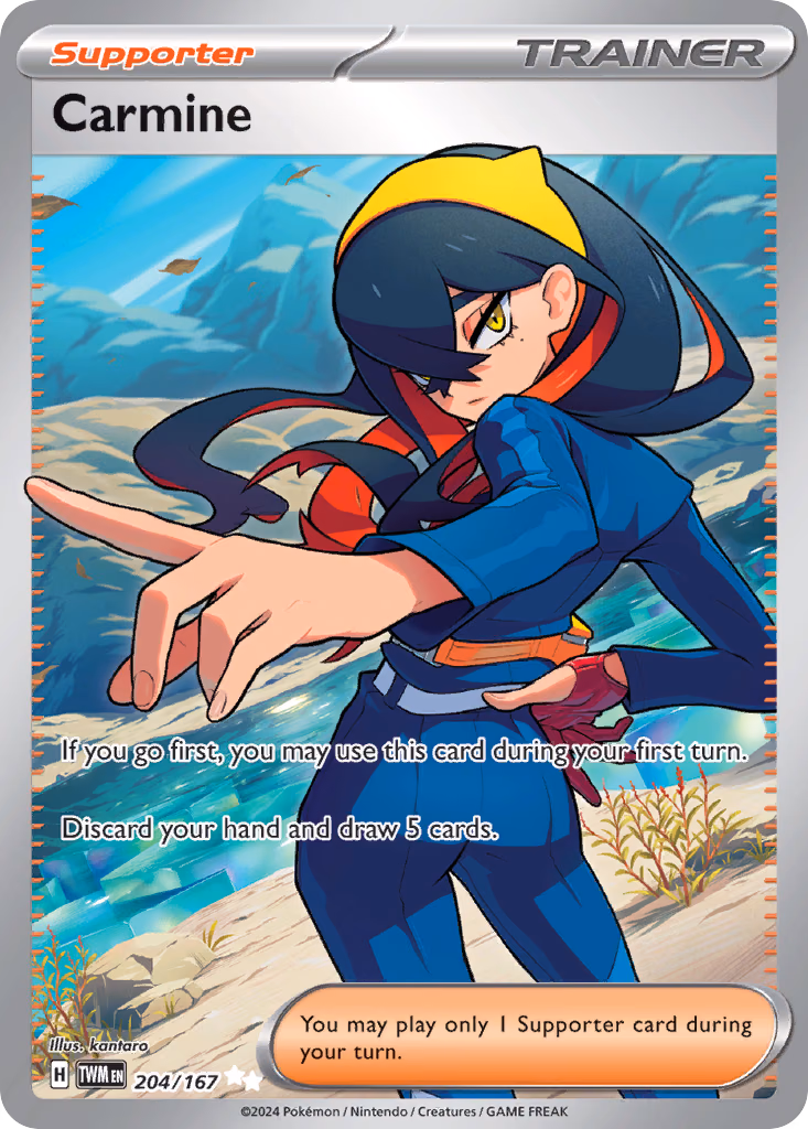 Carmine Pokemon card (204/167, Twilight Masquerade)
