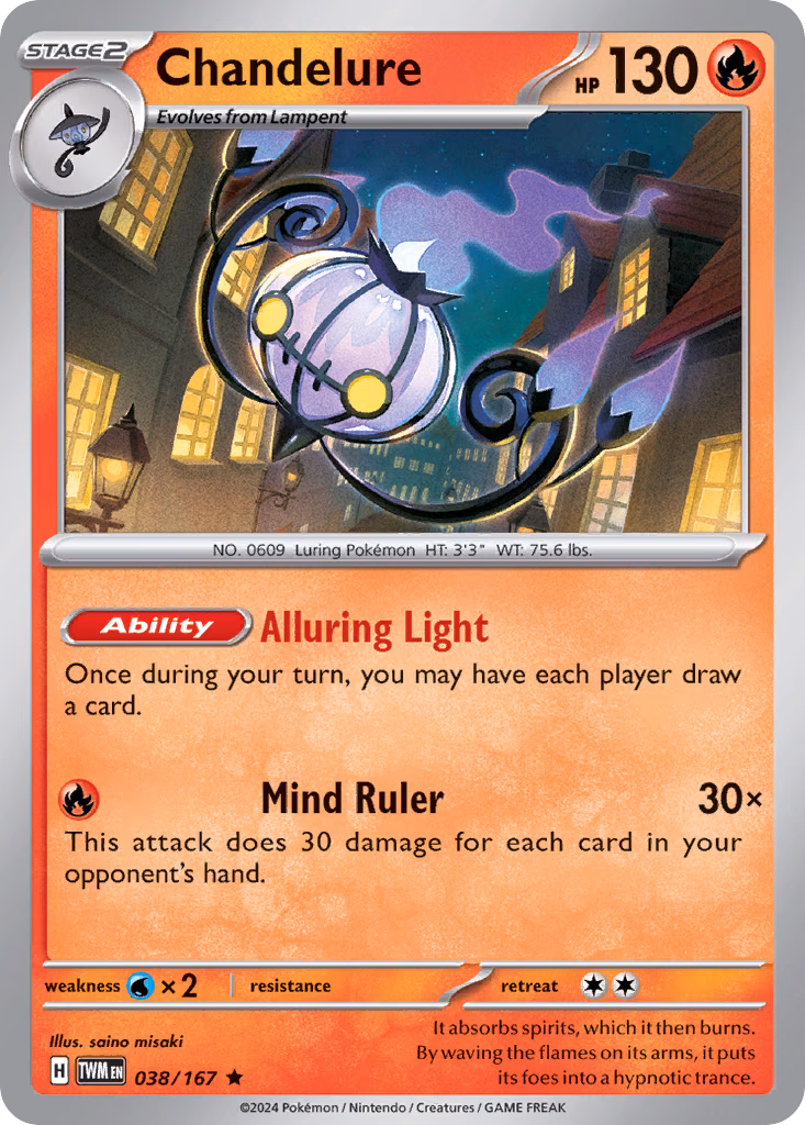 Chandelure Pokemon card (038/167, Twilight Masquerade)