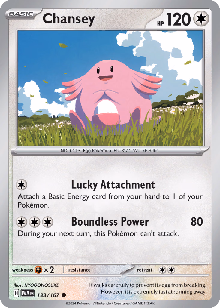 Chansey Pokemon card (133/167, Twilight Masquerade)