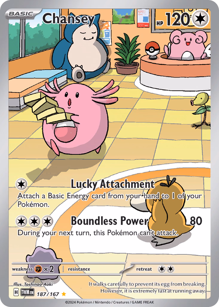 Chansey Pokemon card (187/167, Twilight Masquerade)