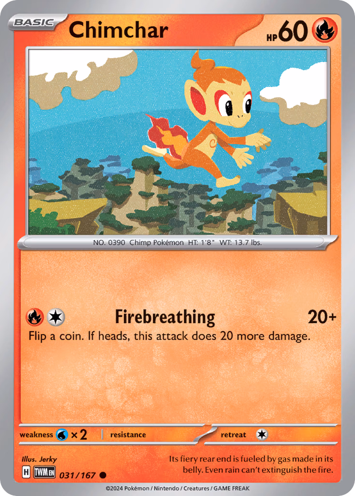 Chimchar Pokemon card (031/167, Twilight Masquerade)
