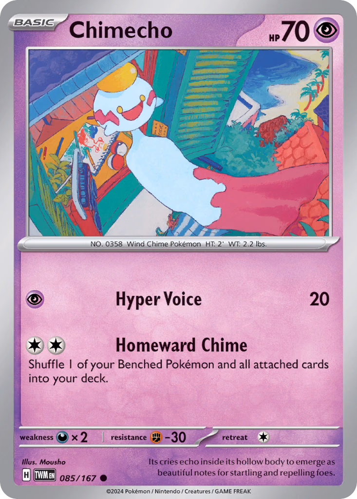 Chimecho Pokemon card (085/167, Twilight Masquerade)