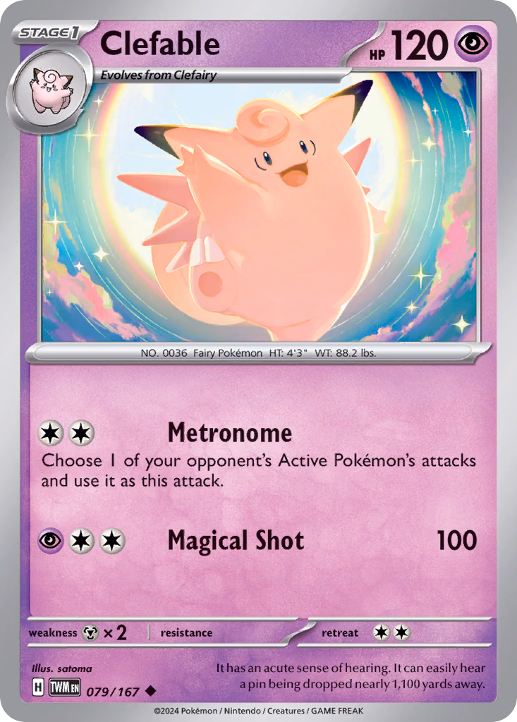 Clefable Pokemon card (079/167, Twilight Masquerade)