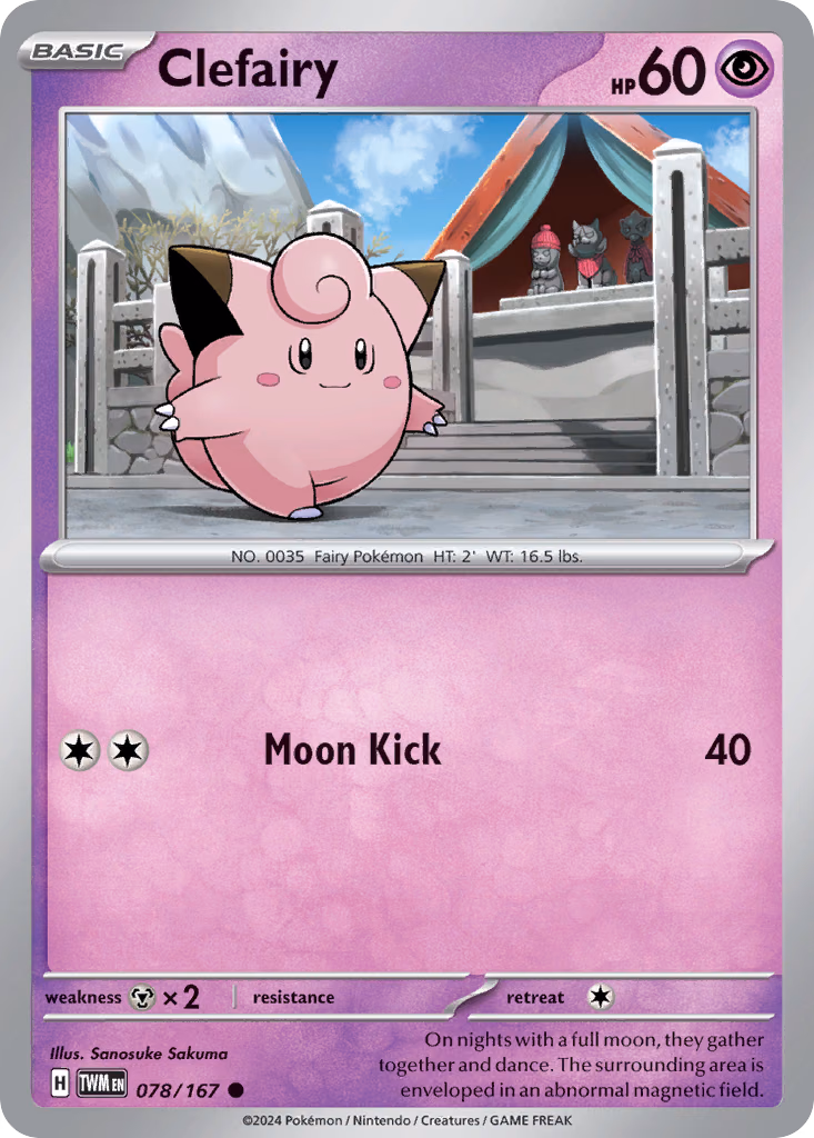 Clefairy Pokemon card (078/167, Twilight Masquerade)